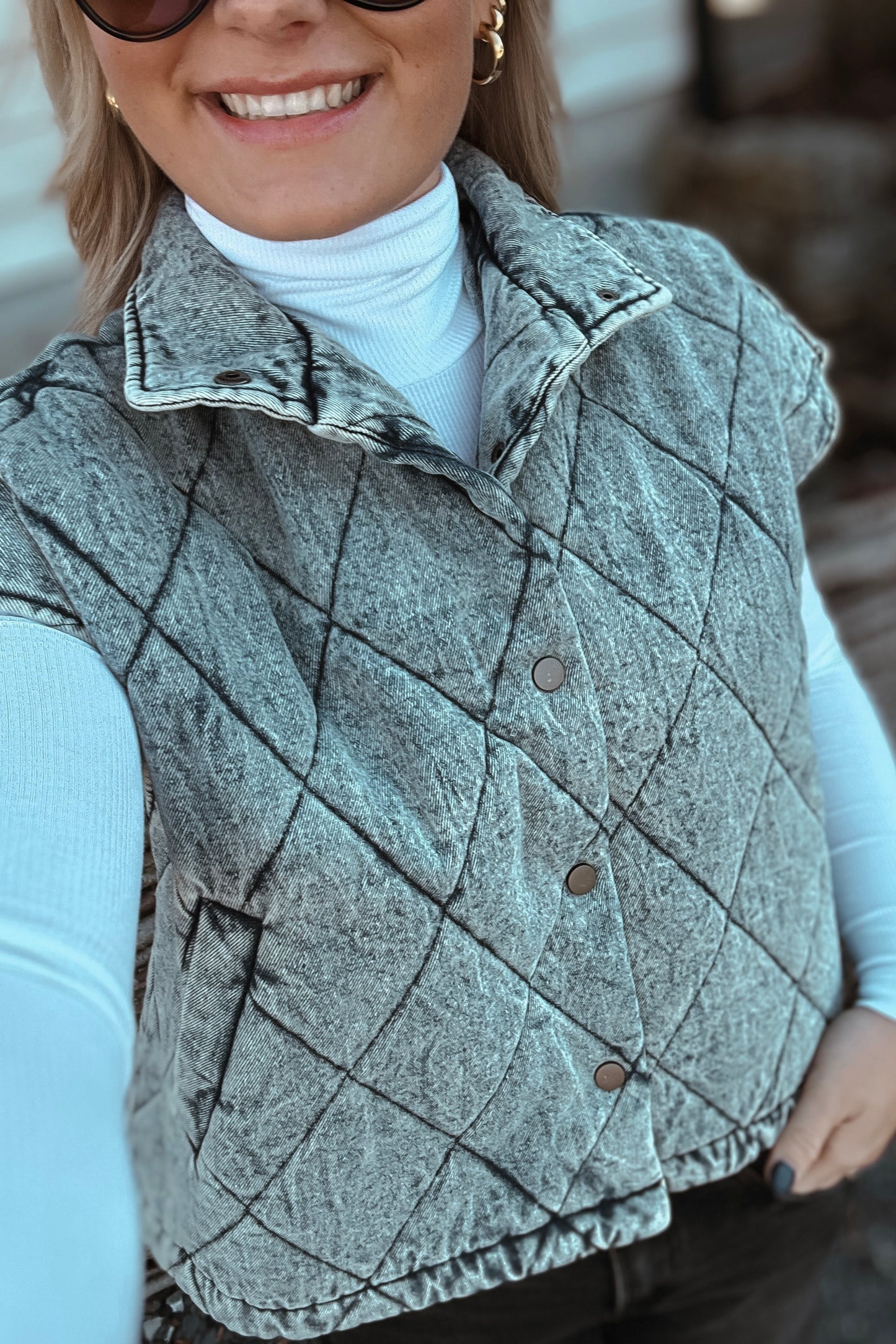 Warm Regards Denim Quilted Vest