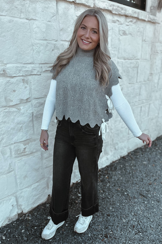 Bridget Scalloped Sweater Vest- Grey