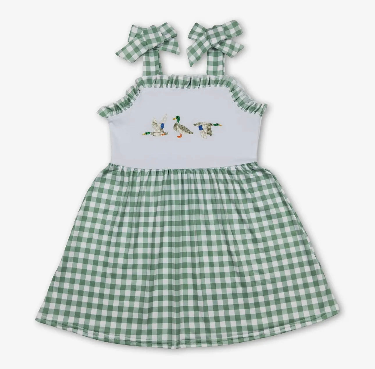 Green Plaid Sleeveless Duck Dress