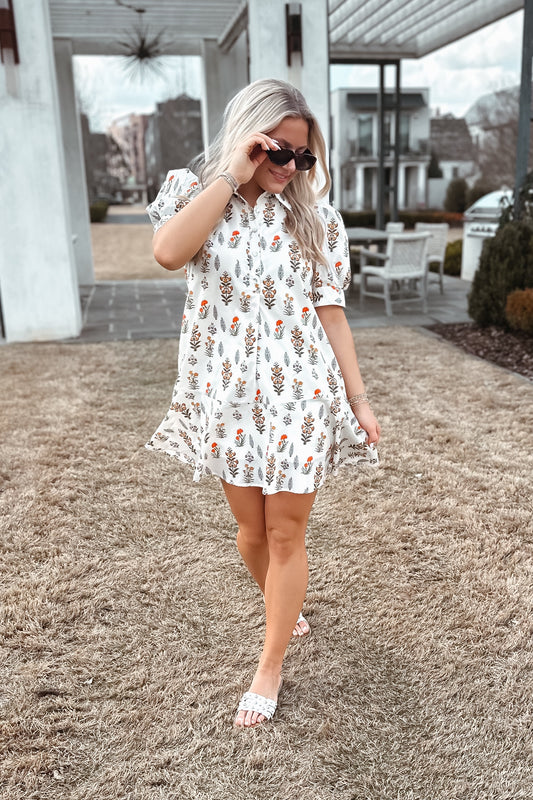 Flora Puff Sleeve Mini Dress