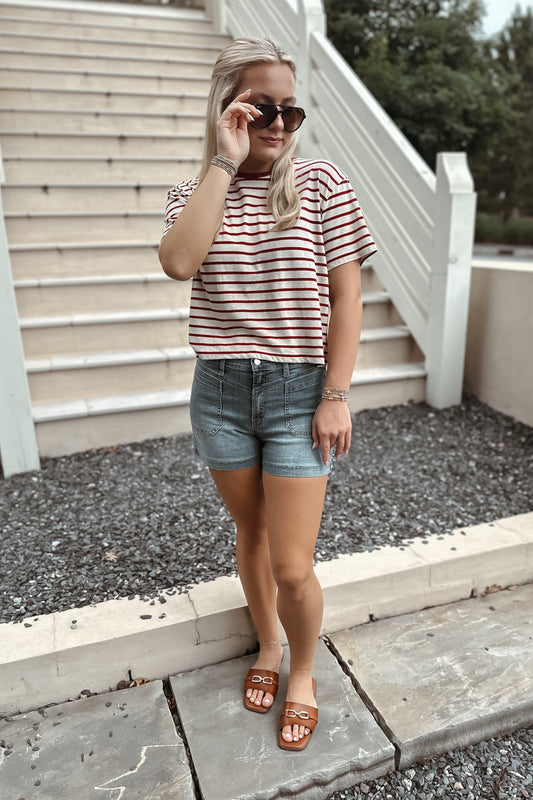 Chrishna Cropped Striped Top