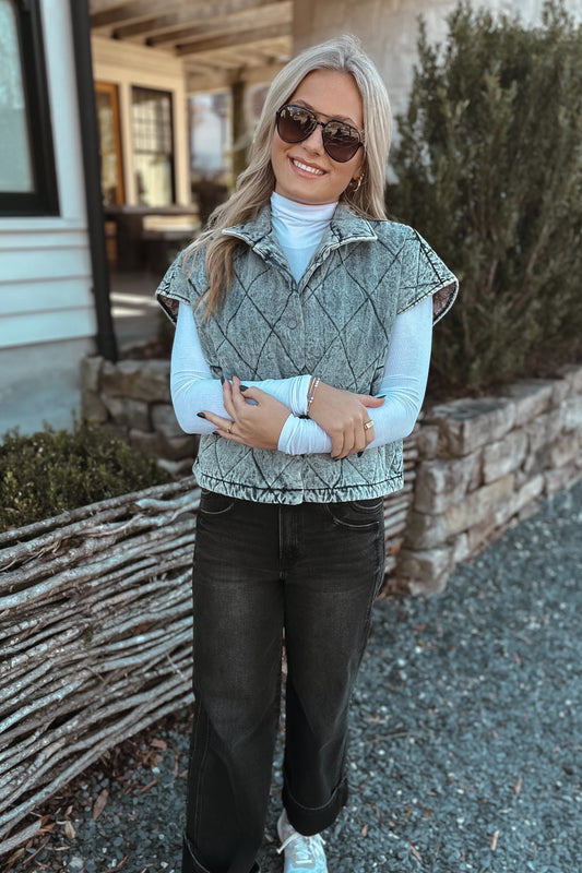 Warm Regards Denim Quilted Vest