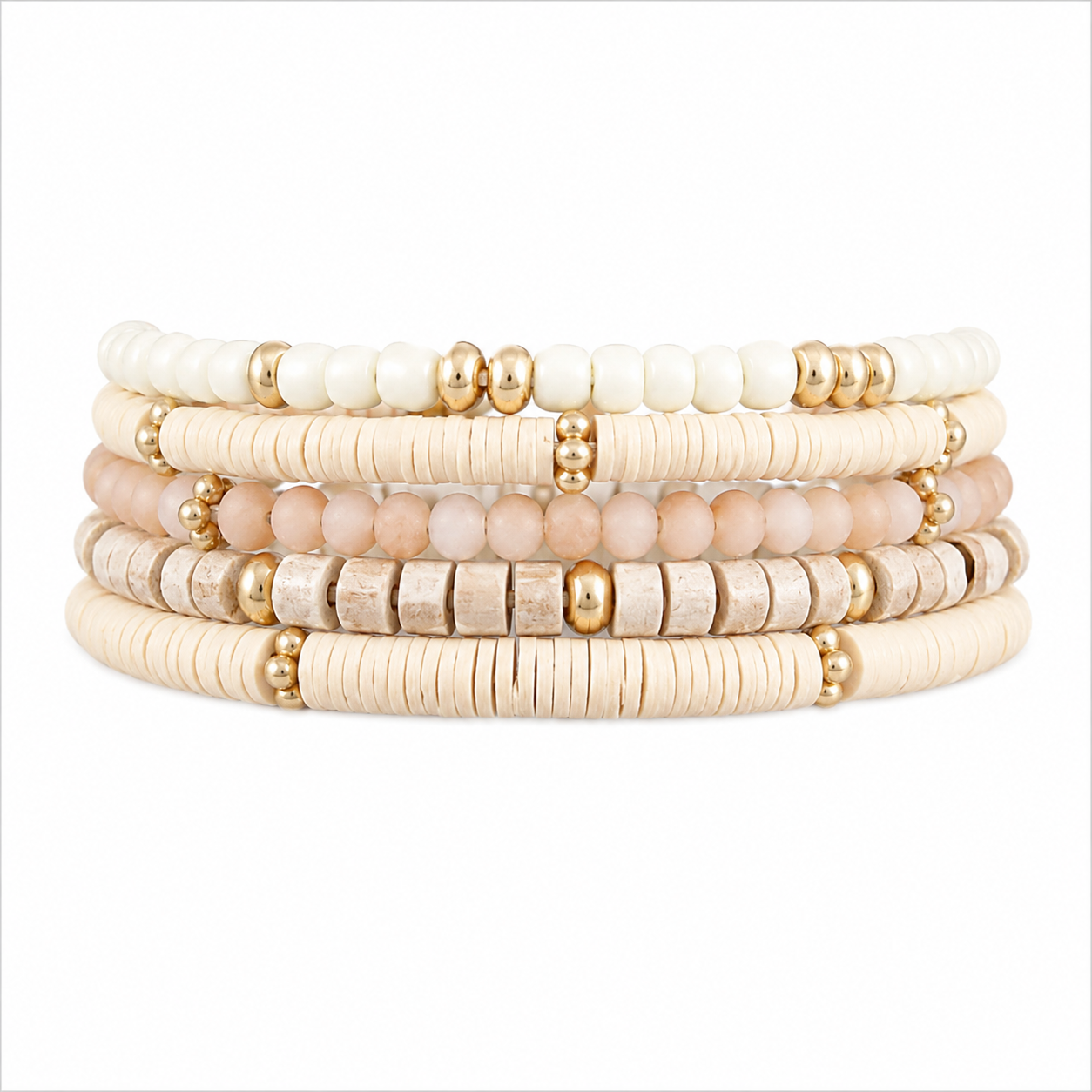 Ivory Beaded Bracelet Set