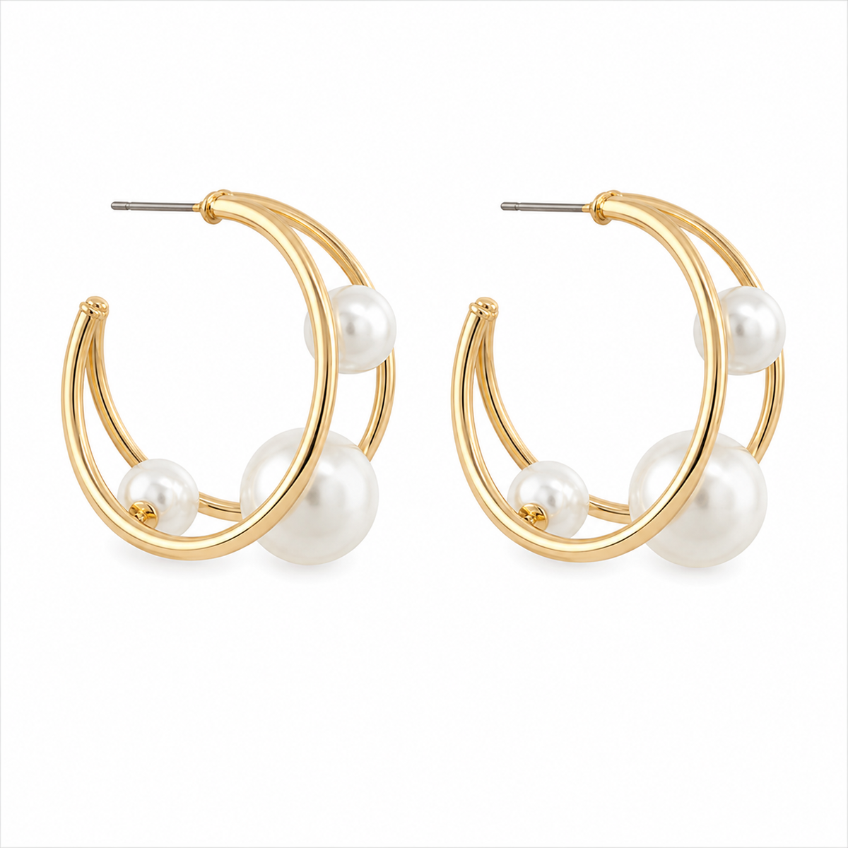 Yoana Floating Pearl Hoops