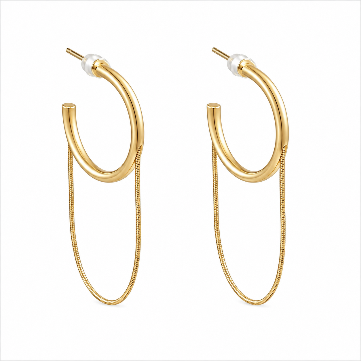 Adelaide Herringbone Drop Hoops