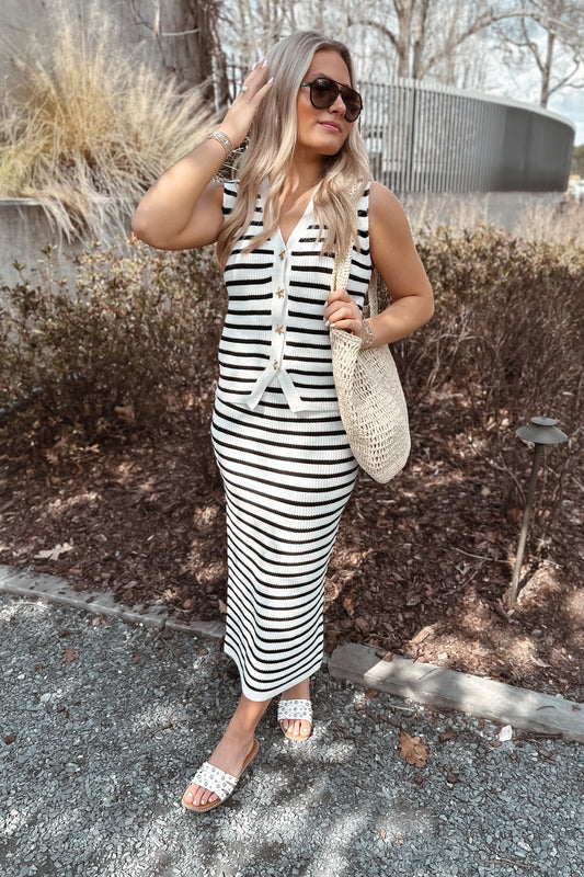 Starfish Button Striped Knit Set