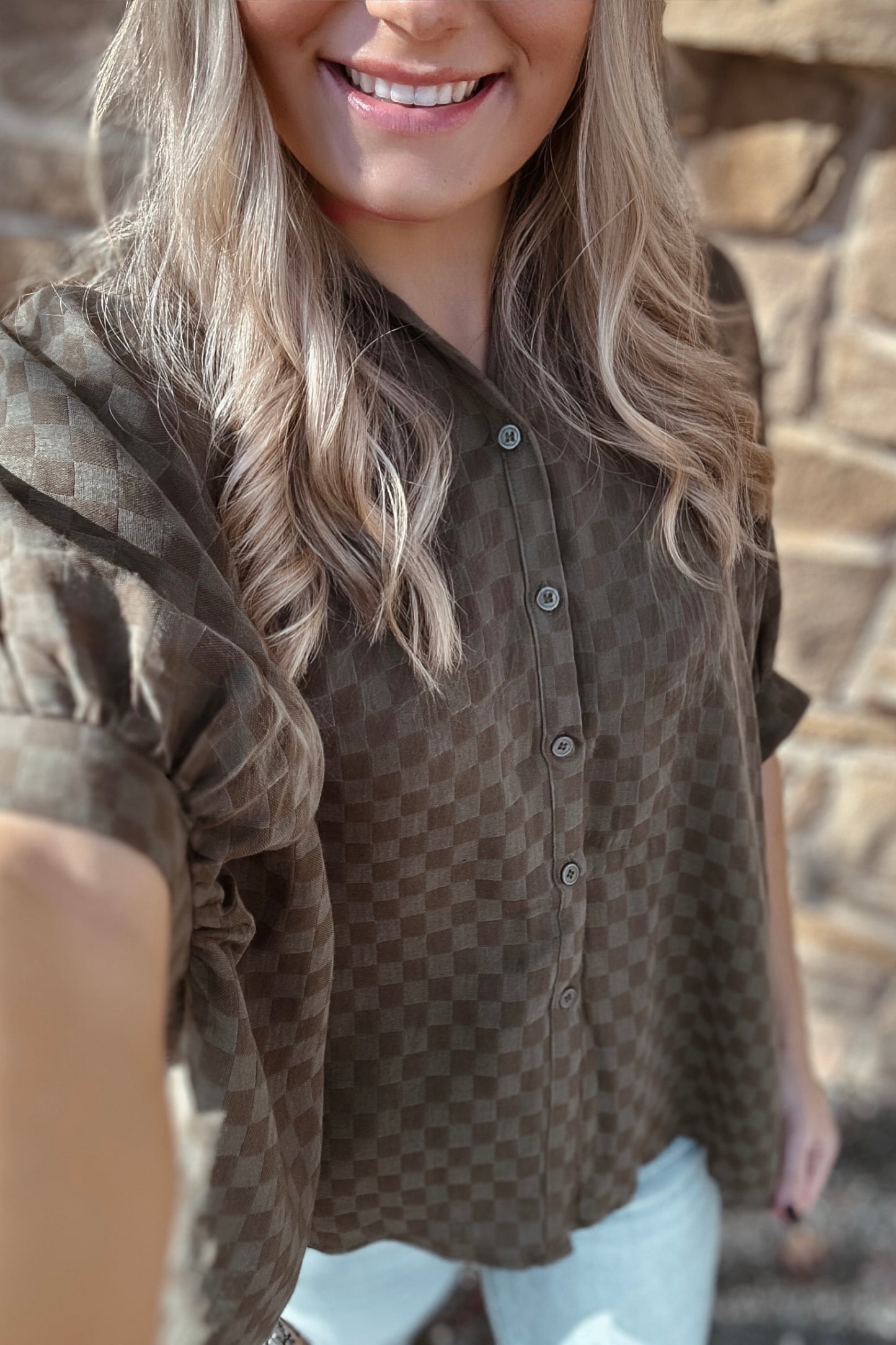 That's My Call Checkered Oversized Top