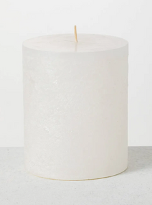 Sandy Pillar Candle- White