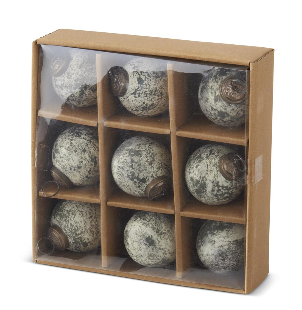Forest Speckle Glass Ornament (Set of 9)