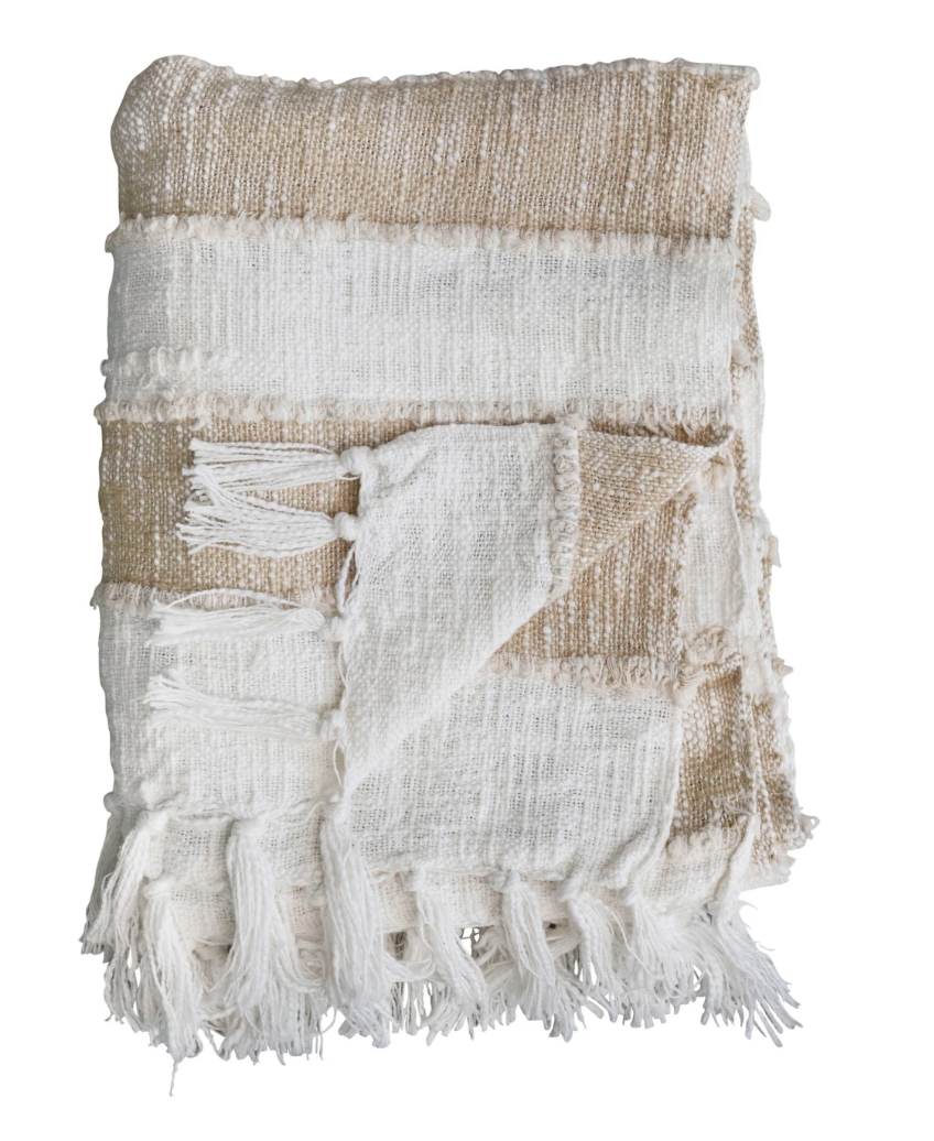 Banks Tan Striped Throw