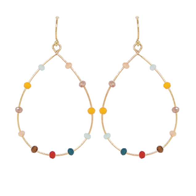Confetti Beaded Gold Hoops