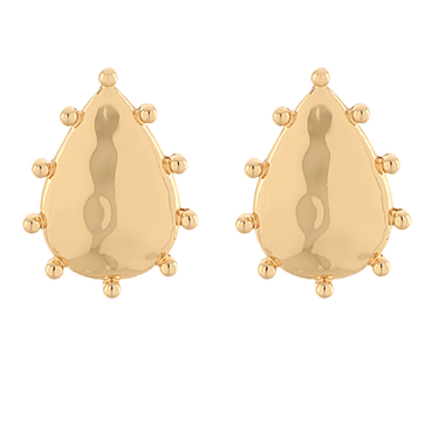 Dotted Teardrop Earrings- Gold