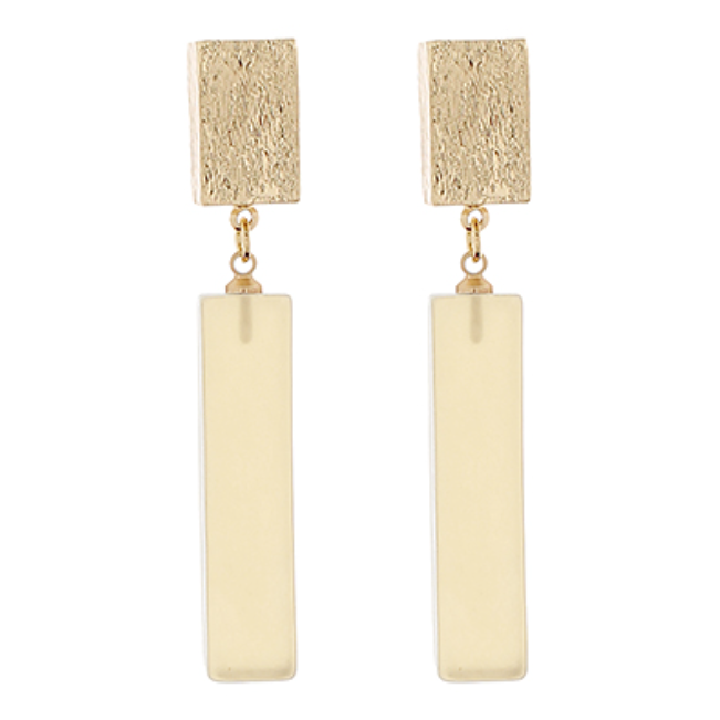 Gold & Ivory Textured Bar Earrings