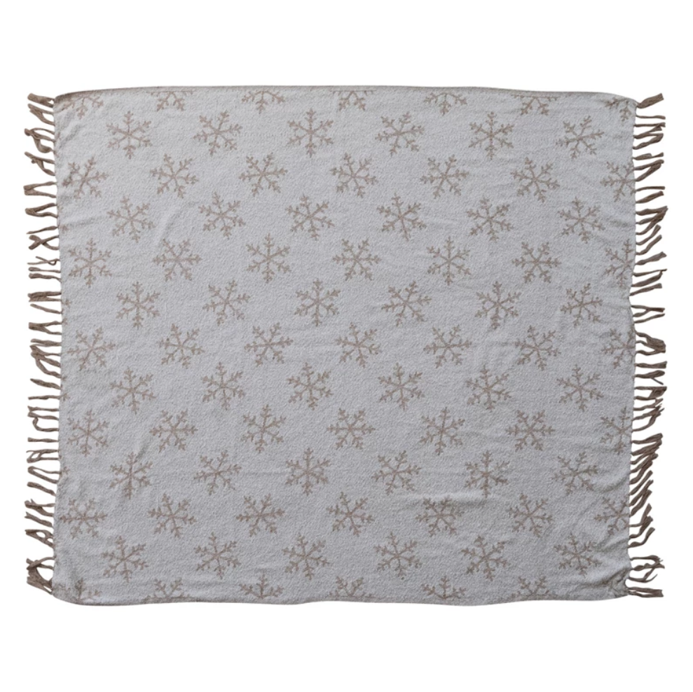 Steffani Snowflake Pattern & Fringe Throw