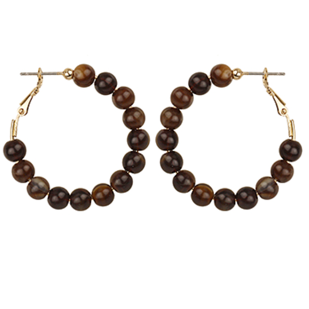 Tortoise Marble Beaded Hoops