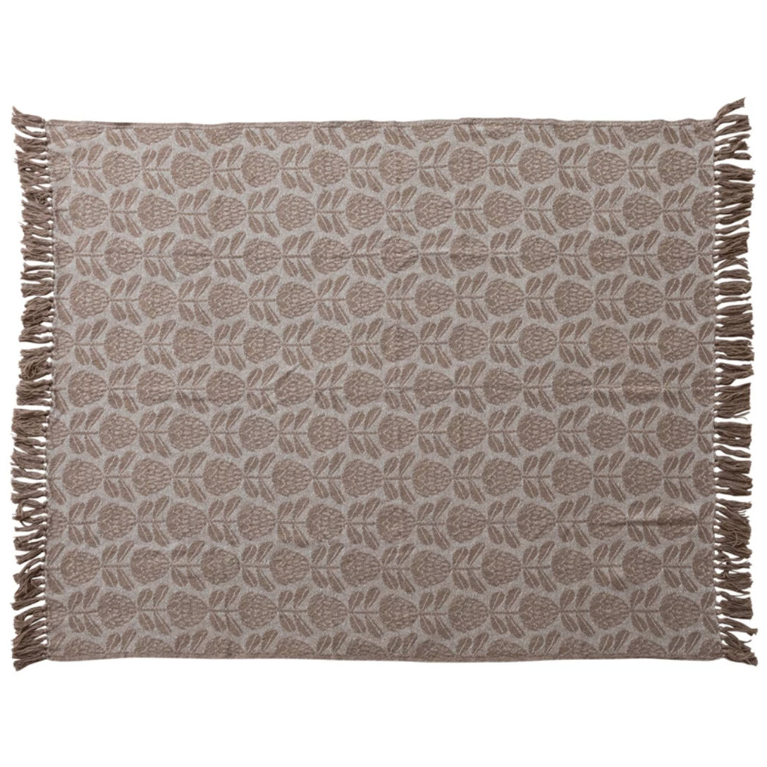 Emi Floral Pattern & Fringe Throw