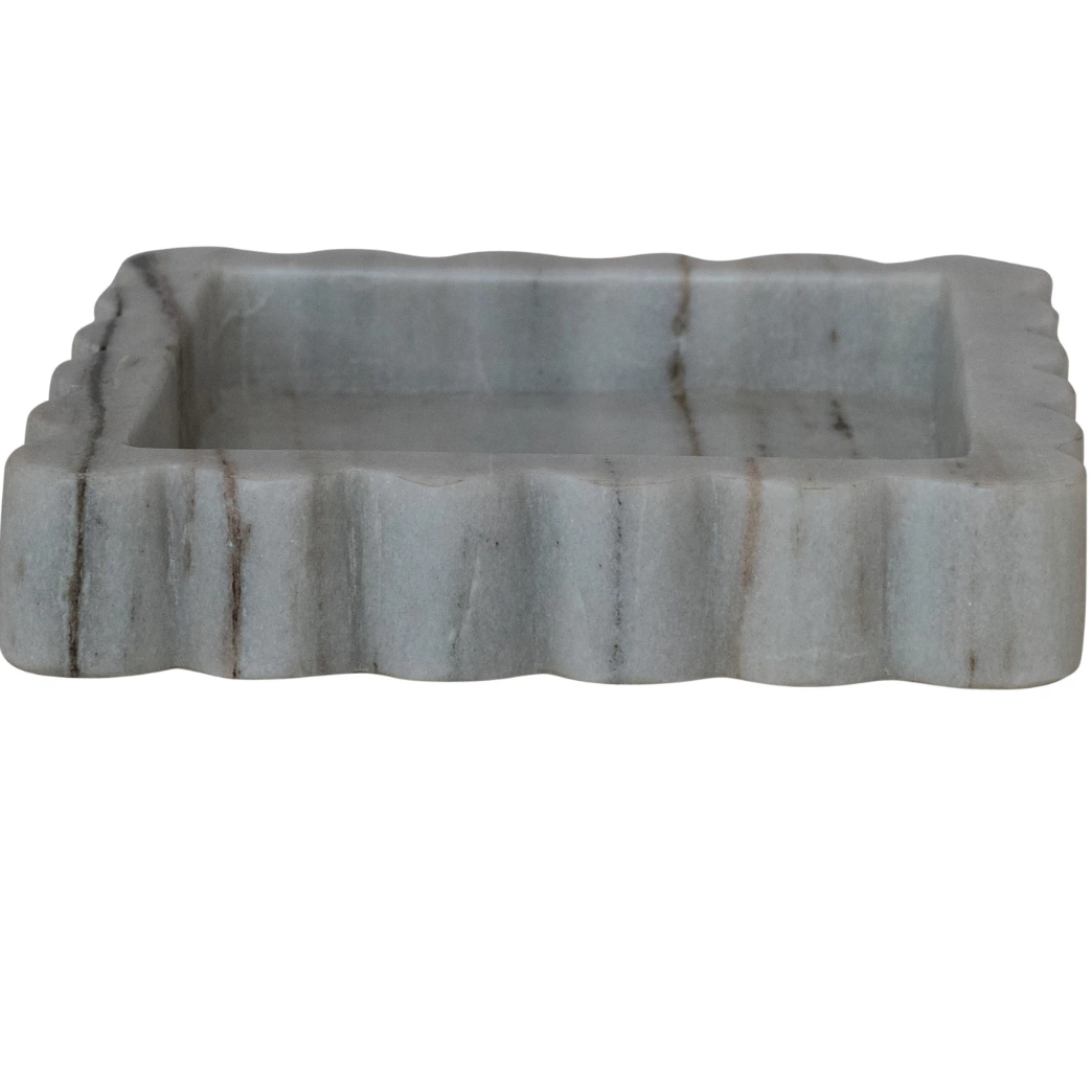 Stone Marble Scalloped Tray