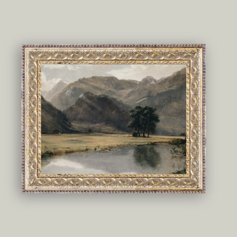 10x8 River Mountainscape Framed Art