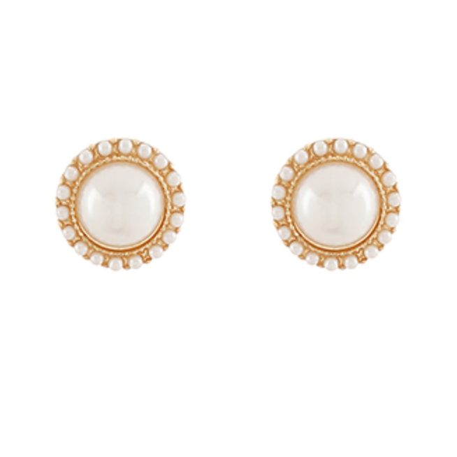 Greta Dome Shape Pearl Stud Earrings
