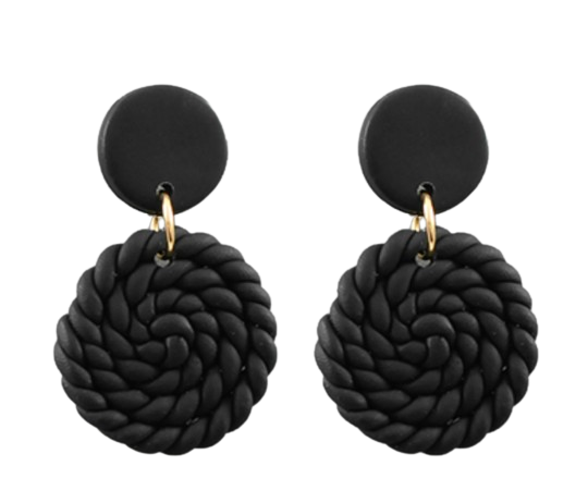 Knitted Clay Dangles- Green