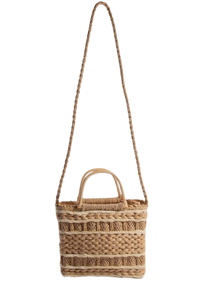 Jessica Wood Handle Braided Tote