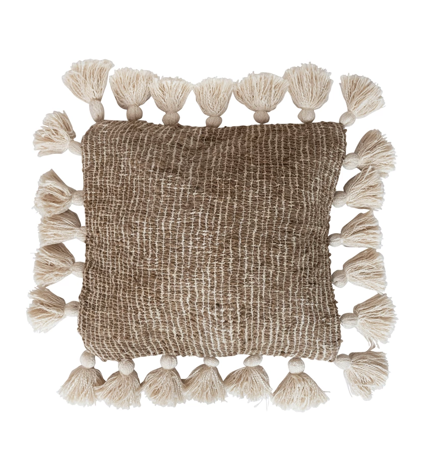 Jute & Tassel Throw Pillow