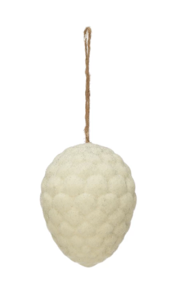 Silver Flocked Pinecone Ornament
