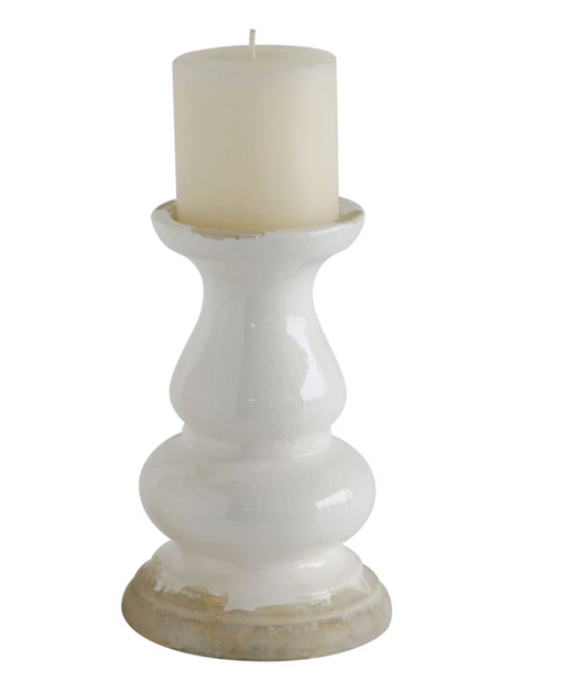 White Stone Candle Holder