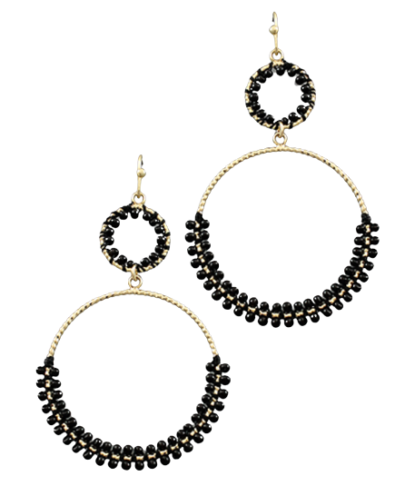 Beaded Double Hoops