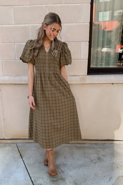 Beatrice Plaid Midi Dress