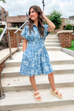 Load image into Gallery viewer, Wrapped in Petals Denim Dress
