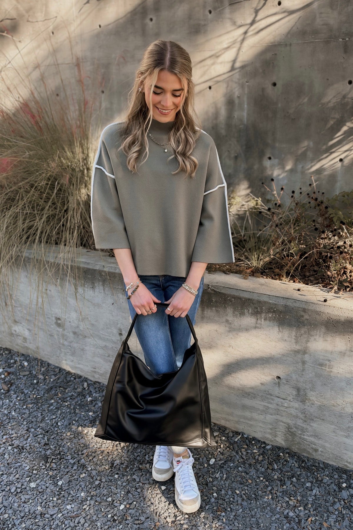 Marlow Mock Neck Sweater- Olive