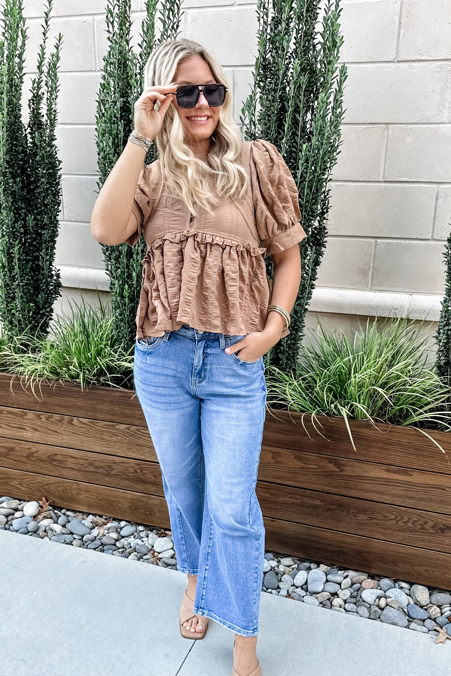 Alice Peplum Top in Mocha