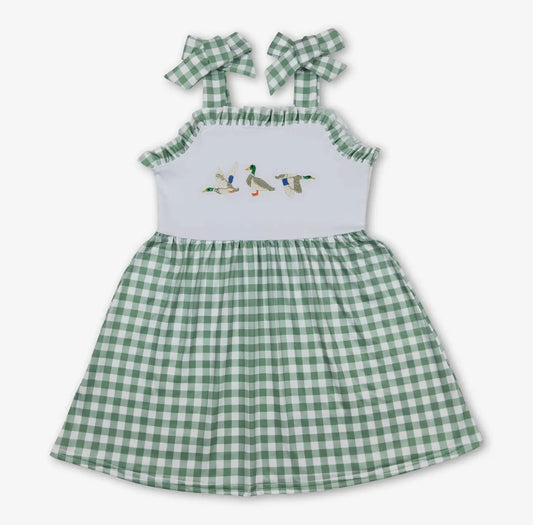 Green Plaid Sleeveless Duck Dress
