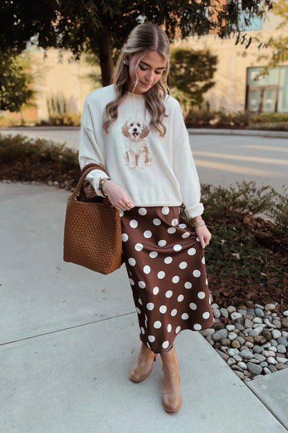January Polka Dot Satin Maxi Skirt
