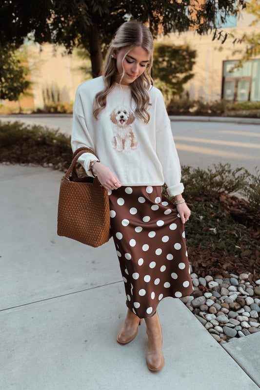 January Polka Dot Satin Maxi Skirt