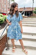 Load image into Gallery viewer, Wrapped in Petals Denim Dress
