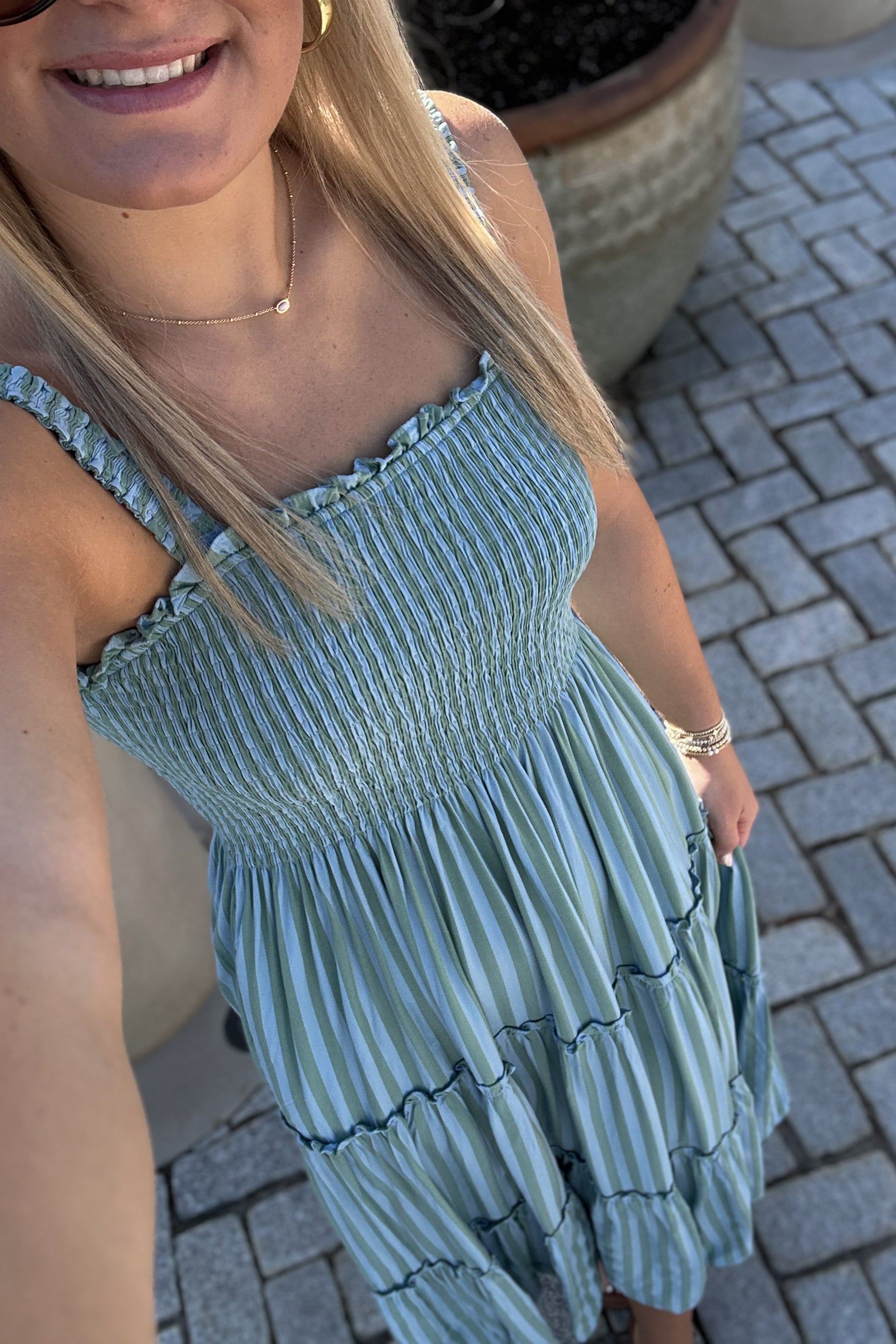 Josephine Smocked Midi Dress – Leyland Blue