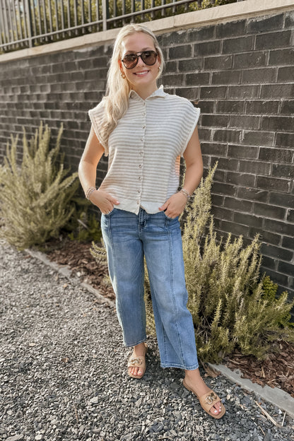 Cashmere Knit Striped Cardigan