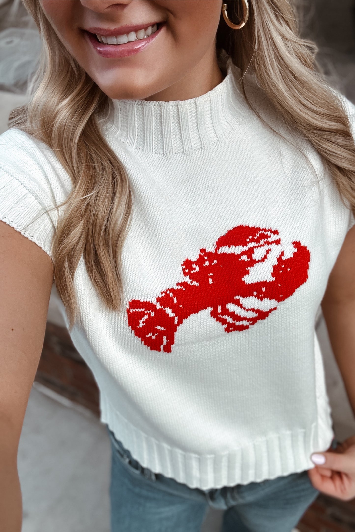 Oceana Lobster Short Sleeve Sweater