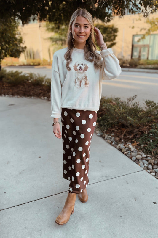 January Polka Dot Satin Maxi Skirt
