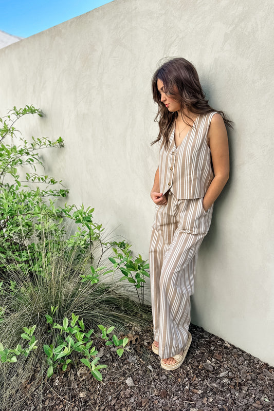 Cove Striped Set in Taupe