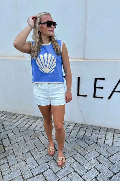 Giselle Seashell Jacquard-Knit Sweater Top