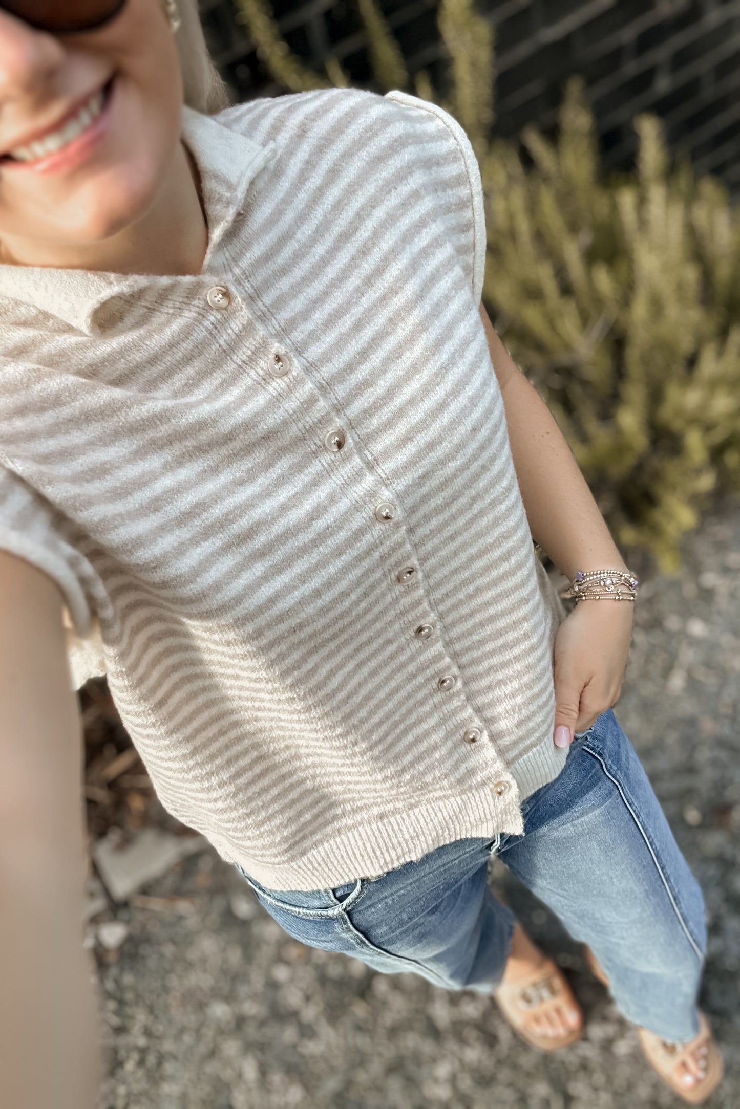 Cashmere Knit Striped Cardigan