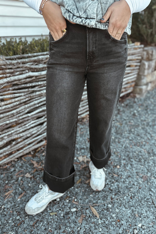 Beau Cuffed Black Denim Jean