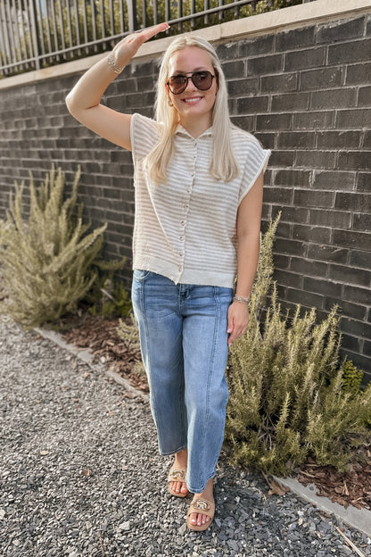 Cashmere Knit Striped Cardigan