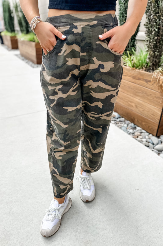 Coming in Camo Barrel Jeans