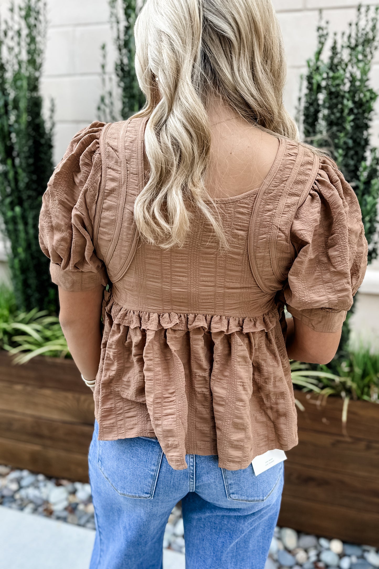 Alice Peplum Top in Mocha