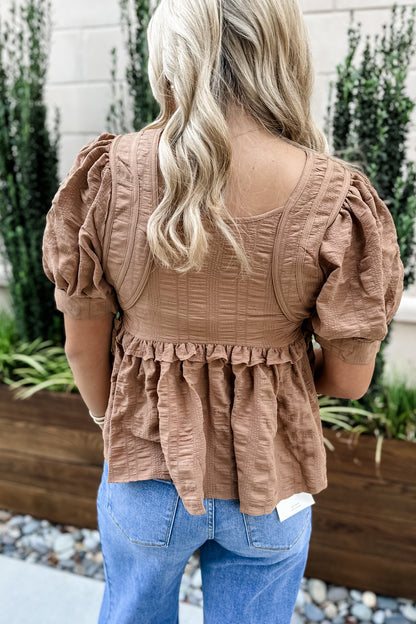 Alice Peplum Top in Mocha