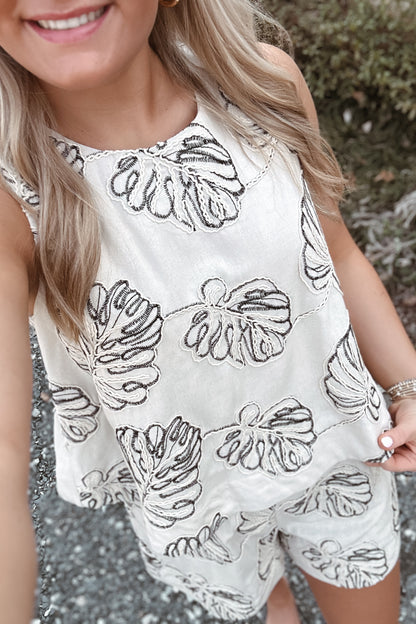 Jane Leaf Embroidered Set